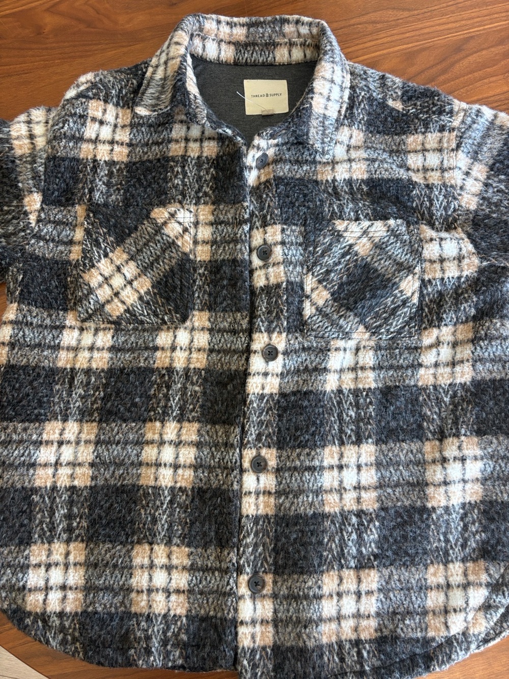 Thread & Supply Black, white and Cream Shacket